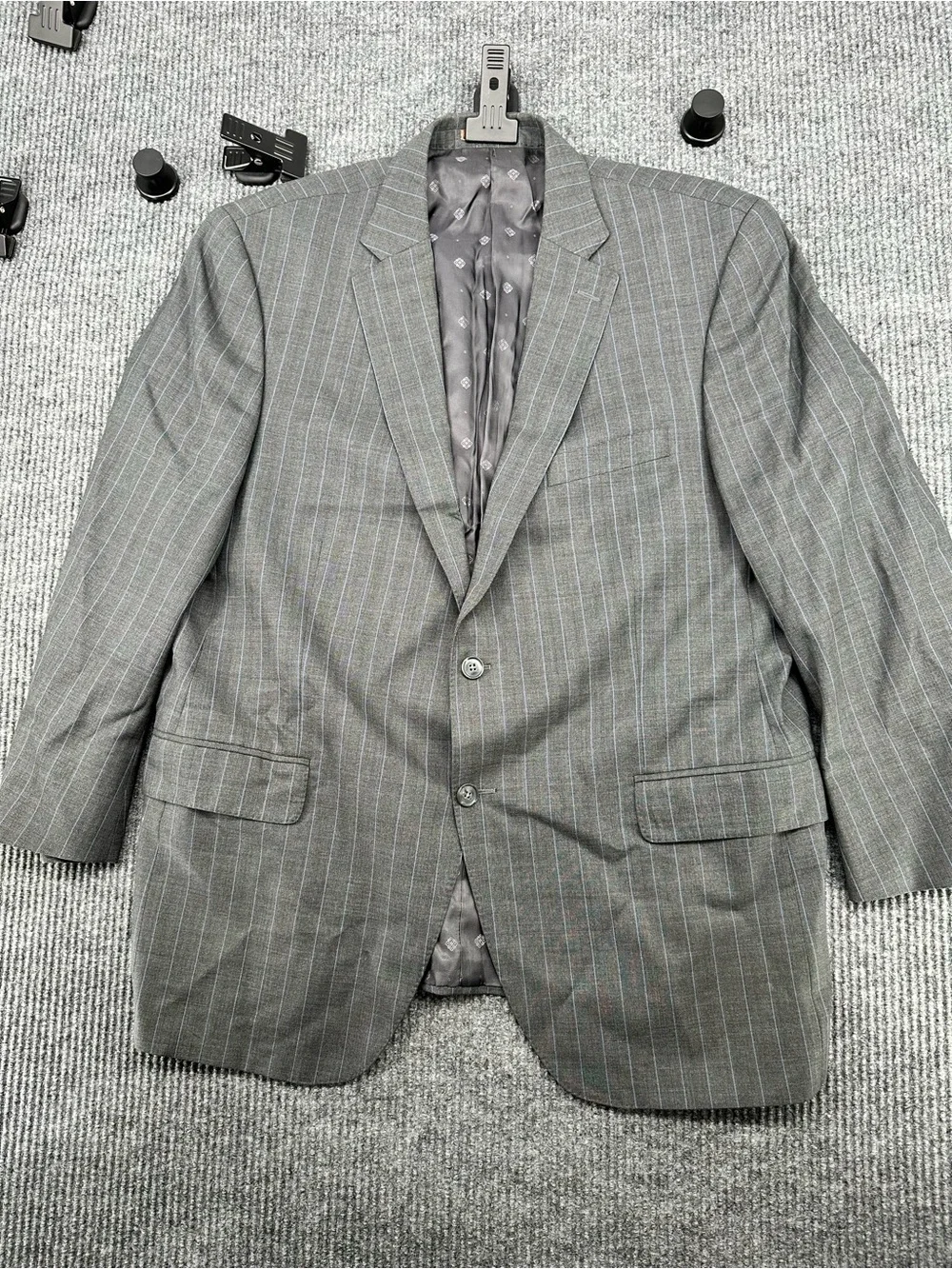 Peter Millar Simon Gray Pinstripe Wool Sport Coat Blazer 48R